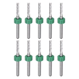 HARFINGTON 10pcs End Mill Bits 2.4mm Solid Carbide CNC Router Bits Engraving Cutter Tools for PCB Circuit Board Milling Machine Wood Carving, 1/8" Straight Shank