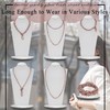 Firstmeet Stone Necklace Long Agate Beads Chain Round Smooth Bracelet