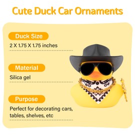 wonuu Car Rubber Cowboy Duck,Duck Ornament Cool Car Accessories Duck Car Dashboard Decoration Special Prop Necklace, M416
