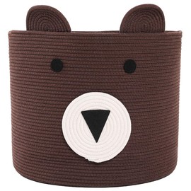 Large Cotton Rope Basket - Woven Laundry Hamper & Cloth Storage Bin for Bedroom (Brown, 18"x15")