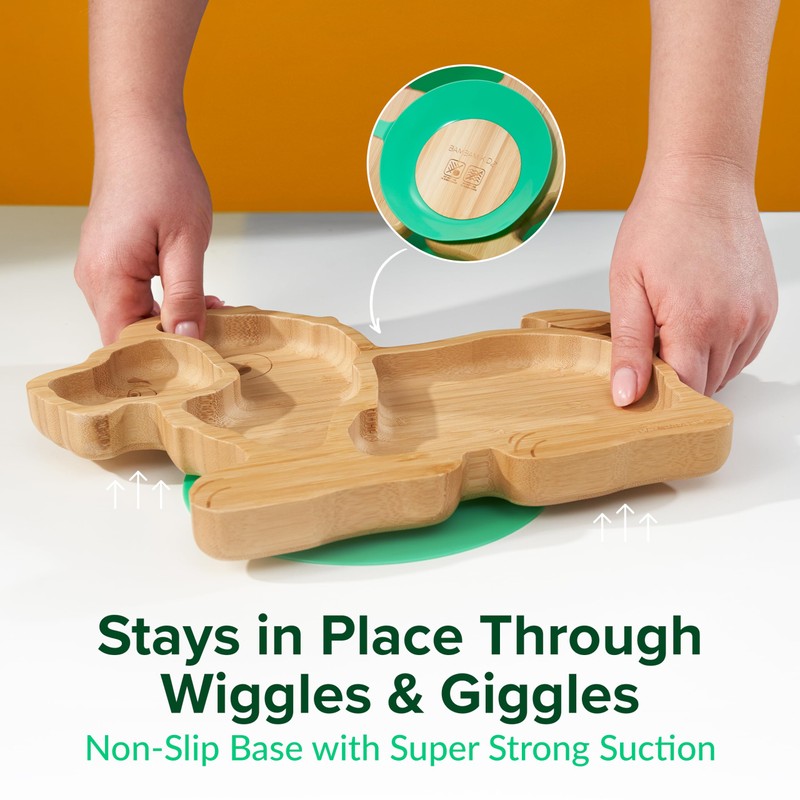 Bamboo Divided Suction Plate Baby - Strong Suction Toddler Plates