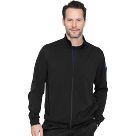 Med Couture Men's Warm-Up Jacket with 3 Pockets, Zip Front Closure and 2-Way Stretch Fabric - MC7678, S, Black