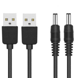 HANKN [2 Pack USB DC Power Cord Cable 5.5mm x 2.1mm, USB Charging Wire 5V Barrel Jack Plug Male Female Connector Extender Supply LED Strip Monitor Router Splitter Adapter (1m / 3.3ft)