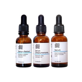 Kit Rutina Facial Diaria de 3 Serums, Niacinamida, Retinol y Acido Hialuronico  Frascos de 30 ml cu  bienestar NEEM ERFRE                             