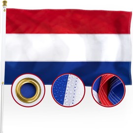 XIFAN Premium Nylon Netherlands Dutch Flag 3x5 Outdoor, Double Sided Heavy Duty 210D Nylon Holland National Country Flags, with Sewn Stripes/4 Stitch Hemming/Brass Grommets