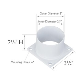 Design House 590059 Standard 3-Inch Fitter Outdoor Pier Base Round Accessory Mount for Deck Porch Patio, White