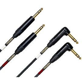Mogami Gold Key SB-15R Balanced Stereo Keyboard Instrument Cable, 1/4" TRS Male Plugs, Gold Contacts, Dual Right Angle to Dual Straight Connectors, 15 Foot