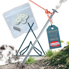 SebiMax® Screw Pegs Camping Set 160-10 Pieces 160 mm - One Bit Attachment - XXL Plastic Washer (Set 160-10 x 160 mm)