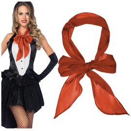 JK Home Women Long Satin Scarf Neckties Choker Solid Color Narrow Thin Silk Scarves Self-Tie Bow Waistband Hair Band Headbands Neckerchief Ribbon Tie Chiffon Scarf Belt for Bag Hair Accessories Orange
