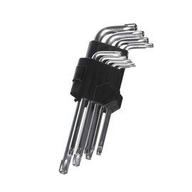 LDEXIN 9 in 1 L Shaped Torx Hex Key Allen Wrench Tool Set Long Arm Ball End Tamper Proof Star Screwdriver Spanner Repair Tool with Organizer Case,Chrome Vanadium Steel,T10 T15 T20 T25 T27 T30 T40 T45
