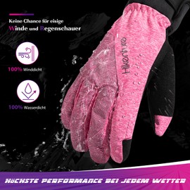 HIKENTURE Winter Gloves Women's Waterproof Warm Cycling Gloves Women's Winter Warm Women's Winter Gloves Warm Thermal Lined Cycling Gloves Woman Winter Touchscreen D2-M