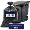 Plasticplace 64-65 Gallon Black Trash Bags, Heavy Duty Toter Can