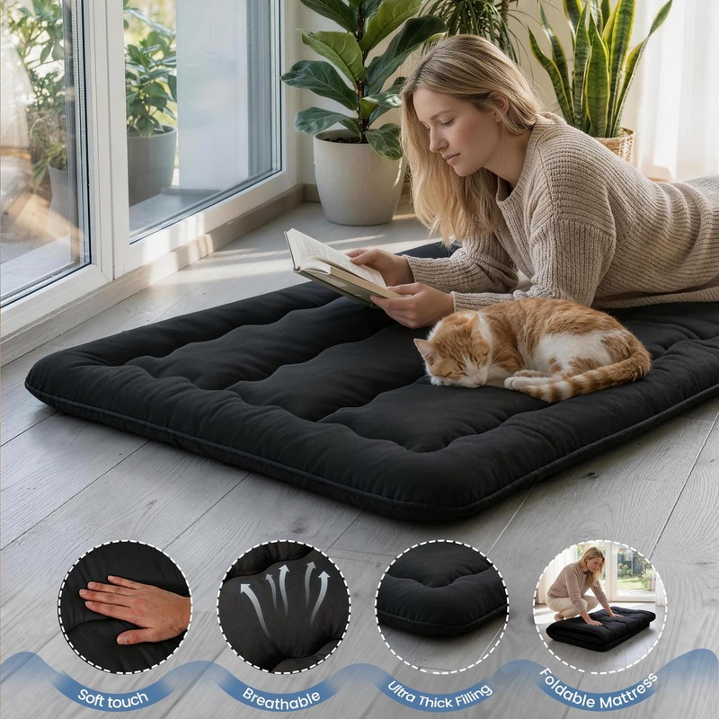 GORTUPI Twin Size Japanese Futon Mattress Foldable Topper Mattress for