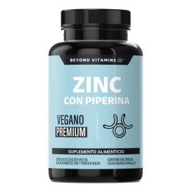 Zinc 20mg Gluconato Potenciado Piperina Estandarizada Vegano Pimienta Negra Vitaminas Mujer Hombre 180 Cápsulas