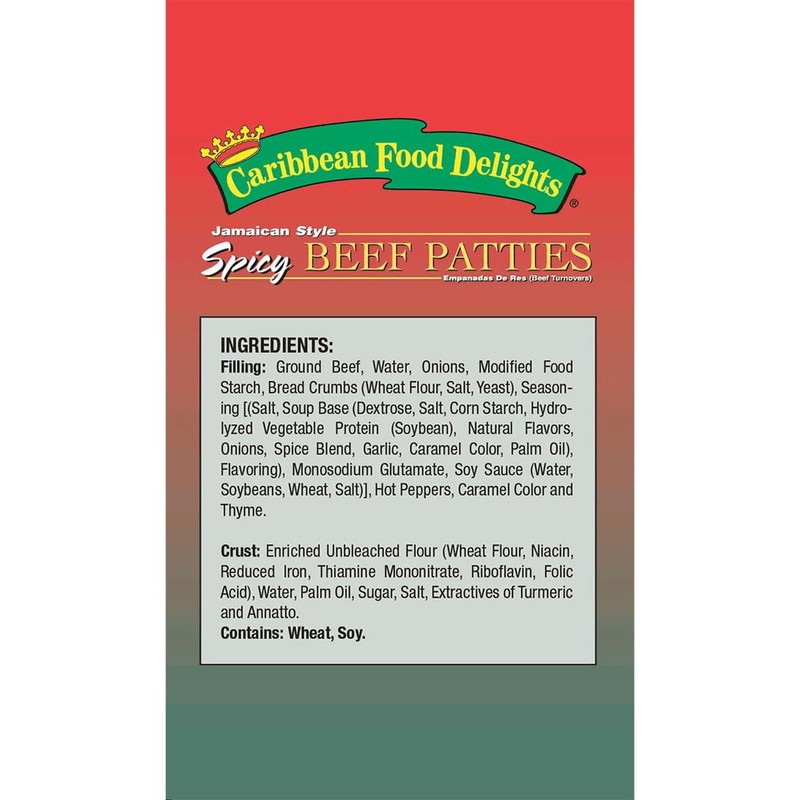 Jamaican Style Patties, Baked (Spicy), individually Wrapped Patties (10)