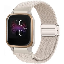 Issinlky Nylon Braided band for Garmin Venu Sq/Sq Music/Venu Sq 2/Sq 2 Music, 20mm Elastic Strap for Garmin Venu 2 Plus/Vivoactive 3/Vivoactive 5/Garmin Venu/Vivomove HR/Forerunner 55 245 645