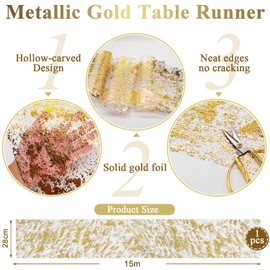 28cm x 15m Gold Table Runner Metallic Glitter Table Runner for Christmas Decorations Centerpieces Wedding Birthday Party