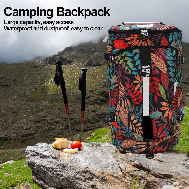 Printed Backpack Polyester Large Capacity Multifunctional Outdoor Leisure Travel BagRed