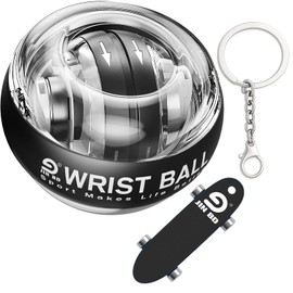JIN BD Wrist Training Ball, self-Starting gyro Forearm Exerciser Power Ball and Finger Slide Combination Pack for strengthening arms, Fingers, Bones and Muscles.(Black Without LED Light Combination)