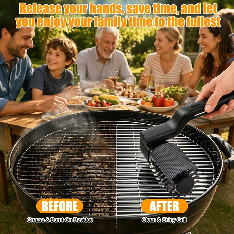 Electric Grill Brush Cordless Rechargeable BBQ Cleaner