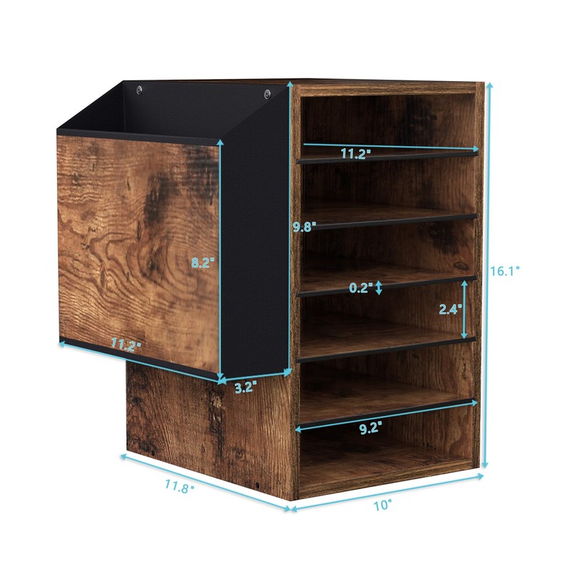 Unionly, 6 Tier Adjustable Countertop Mail Sorter, Mailboxes With Name
