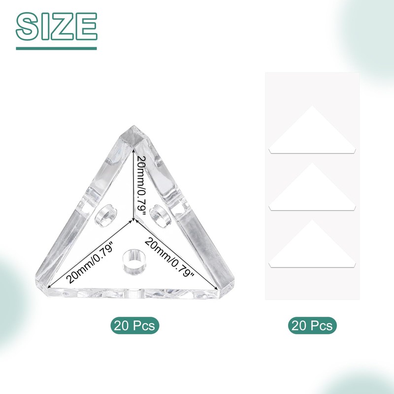 uxcell 12 Set Acrylic Corner Bracket, 3-Hole Triangle Corner Connector