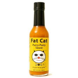 "Purry Purry" Sauce by Fat Cat Gourmet | Peri Peri Style Condiment with Thai-Asian Inspired Twist | For Chicken, Beef, Pork & Veggies | Gluten Free, Vegan & Keto Friendly | Medium Heat | 1 Bottle