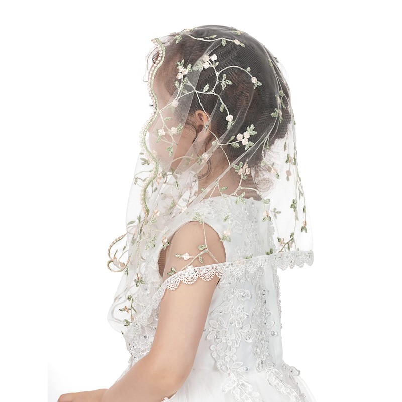 PAMOR Infinity First Communion Veils for Girls Lace Chapel Veil
