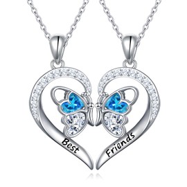 DAOCHONG BFF Necklace for 2 Best Friend Necklaces Cute Design Heart Pendant Necklace Set for 2 Jewelry Matching Friendship Necklaces