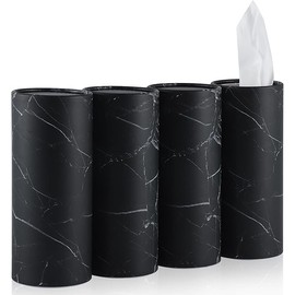 SINGARO Car Tissue Holder, 4 Pack Car Cup Holder Facial Tissues with Kleenex Travel Tissue Bag, Quick and Convenient Flower Combination Car Tissue Box(4 Canisters/200 Tissues) Black