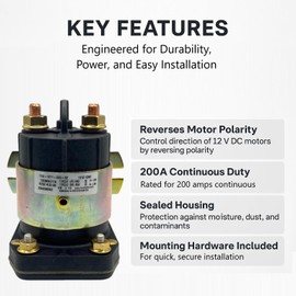 Trombetta 114-1211-020-02 Starter Bear 12V Contactor Solenoid Relay 200A – Genuine OEM Replacement – 12 Volt DC, 200 Amp Continuous Duty – For RVs, Snowplows, Golf Carts, Liftgates – Includes Hardware