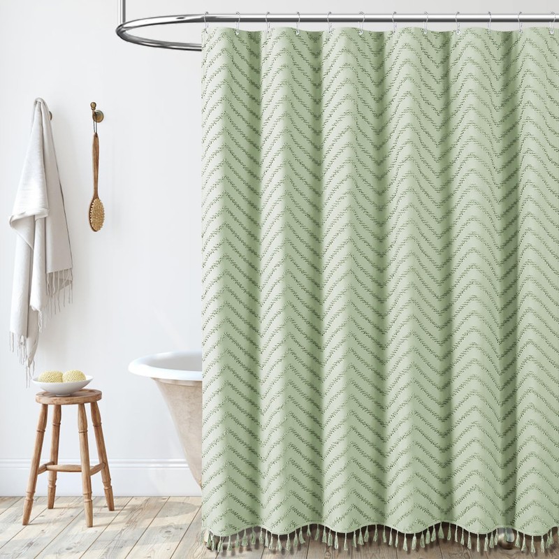 Dynamene Extra Long Shower Curtains, 96 Inch Long Boho Tufted