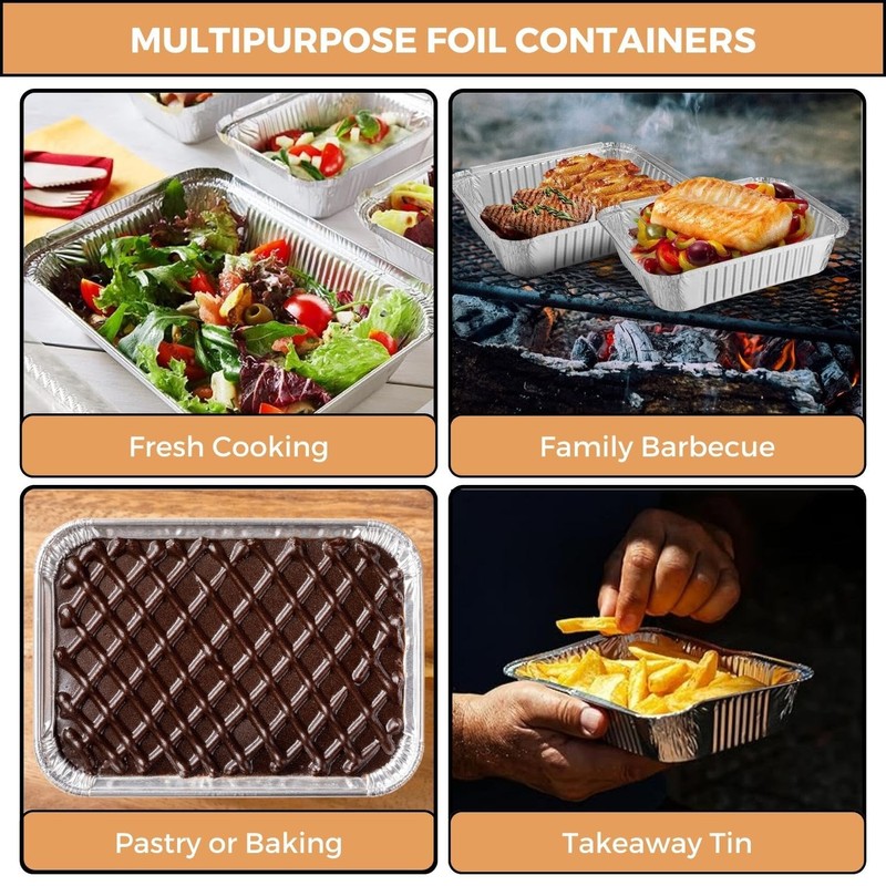 Homeshopa Aluminium Foil Trays, 4 Pack Medium Disposable Meal Prep