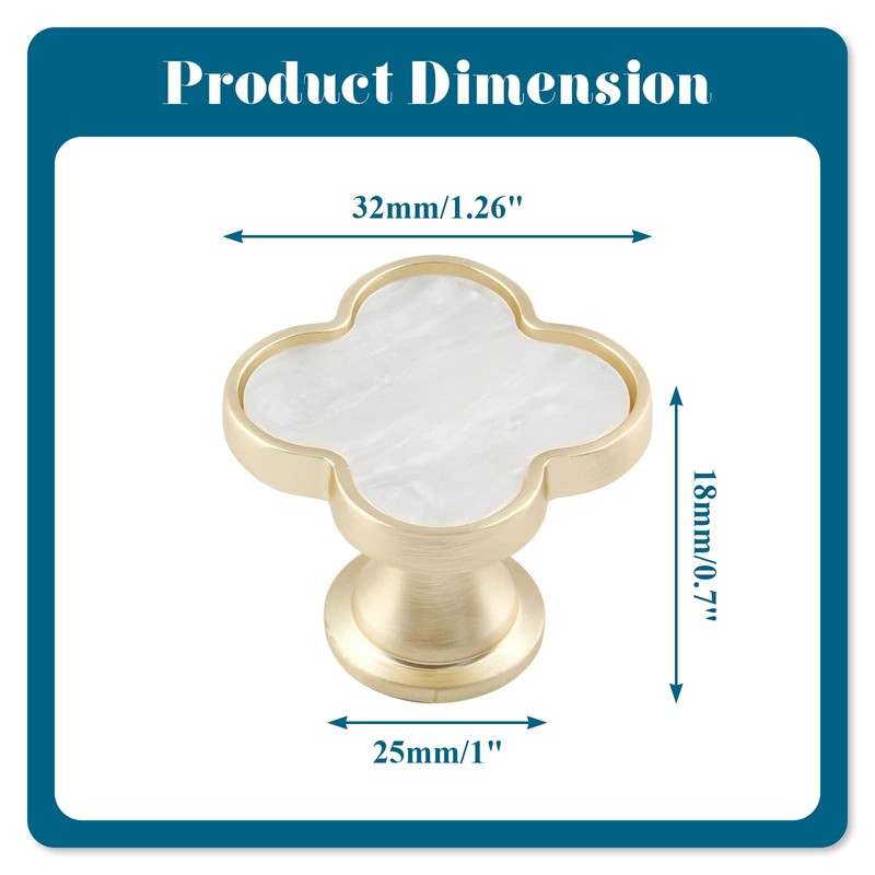 Uenhoy 6 Pcs Clover Drawer Knobs Decorative 4-Leaf Clover Cabinet