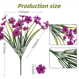 Lohas Brace UV Resistant Artificial Flowers Outdoor - Plastic Faux Plants Shrubs for Home Decor, Farmhouse, Wedding Indoor/Outside Decoration, Weatherproof Lifelike Greenery (Purple, 2)