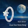 VONALA Star Nose Ring 925 Sterling Silver Opal Piercing Hoop
