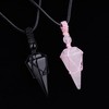 VIKCAUX 2 Pieces Crystal Matching Necklace Black Obsidian & Rose
