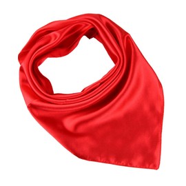 YiyiLai Simple Neckerchief, Plain, Faux Silk, Office Scarf, Square, Formal Scarf, Small, red