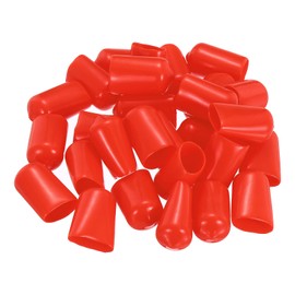 sourcing map 28Pcs Rubber End Caps, 12mm(15/32") ID 20mm(25/32") Height Round Screw Thread Protectors Flexible Screw Bolt Covers Caps for Metal Tube Rod Bolt, Red