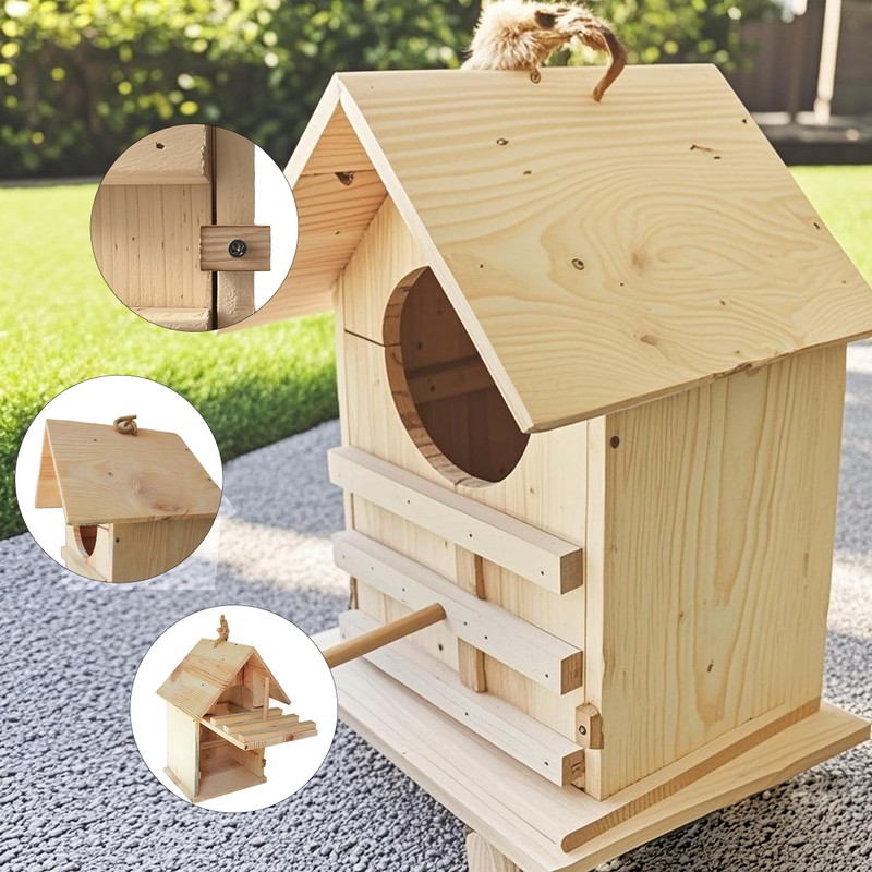 Owl Nesting Box for Outdoors - Weatherproof Handmade Wooden Bird