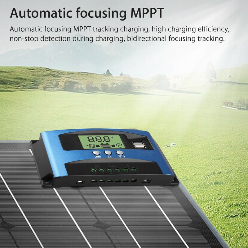 Solar Charge Controller 12V 24V Intelligent Identification MPPT Charging LCD