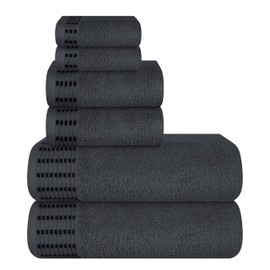 MALLONI HOME Ultra Soft 6 Pack Cotton Towel Set, Contains 2 Bath Towels 28x55 inch, 2 Hand Towels 16x24 inch & 2 Wash Coths 12x12 inch, Ideal Everyday use, Compact & Lightweight - Charcoal Grey