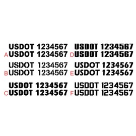 Set of 2 Custom USDOT Decals 2" x 20" US DOT Number Sticker Truck Commercial Van Pick Up Semi Truck Required Decals (BLACK, FONT A)