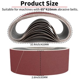 FEIHU Pack of 10 Aluminium Oxide Sanding Belts 65 x 410 mm Sanding Belt for Polishing Metal Wood Sandpaper for Belt Sanders / Sanding Machines 40 Grits