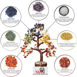 Crystal Tree - Seven Chakra Tree - 7 Chakra Tree, Money Tree, Feng Shui Decor, Chakra Stones, Crystals and Healing Stones, Premium Meditation Accessories (7 Chakra 300 Stones)