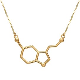 Serotonin Molecule Pendant with Necklace Made of 925 Sterling Silver Gold Rose Gold Chemistry Science Gift by Serebra Jewelry (SJ), Sterling Silver, No Gemstone