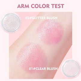 Natural Nude Colour Changing Blush, Rouge Cream Liquid Blush for Highlighting, Clear Glitter Blush Gel Moisturising, Waterproof, Long-Lasting and Weightless Makeup (Clear)