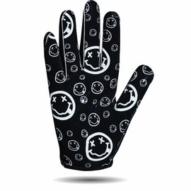 Grip Mania Emoticons V1 Mens Football Gloves, Youth and Adults Sticky Receiver Gloves (CE-Black, Youth Small)