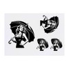 4 x 'Girl With Parasol' Temporary Tattoos - Water Resistant,