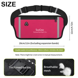 SooGree Running Belt Fanny Pack Running Waist Pack for Women Men Crossbody Belt Bags Slim Reflective Runner Pouch Belt Cell Phone Holder Sport Waist Pack Adjustable Strap Gym Marathon, Red